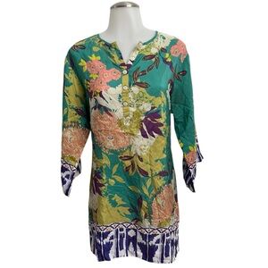 Small CAbi Women's 100% Silk Poetry Tunic Top Style 812 Floral fairy Bohemian